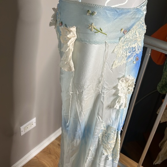 Voyage 1990’s Size 12 Long Maxi 100% Silk Mesh Chantilly Lace Low Waist Skirt - Picture 6 of 11